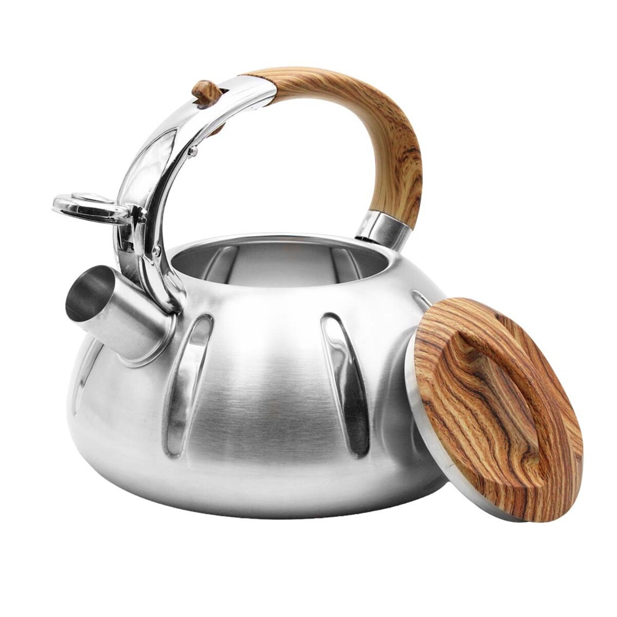 Czajnik stalowy z gwizdkiem duży 3L na indukcję ze żłobieniami BRUNBESTE BB-2433