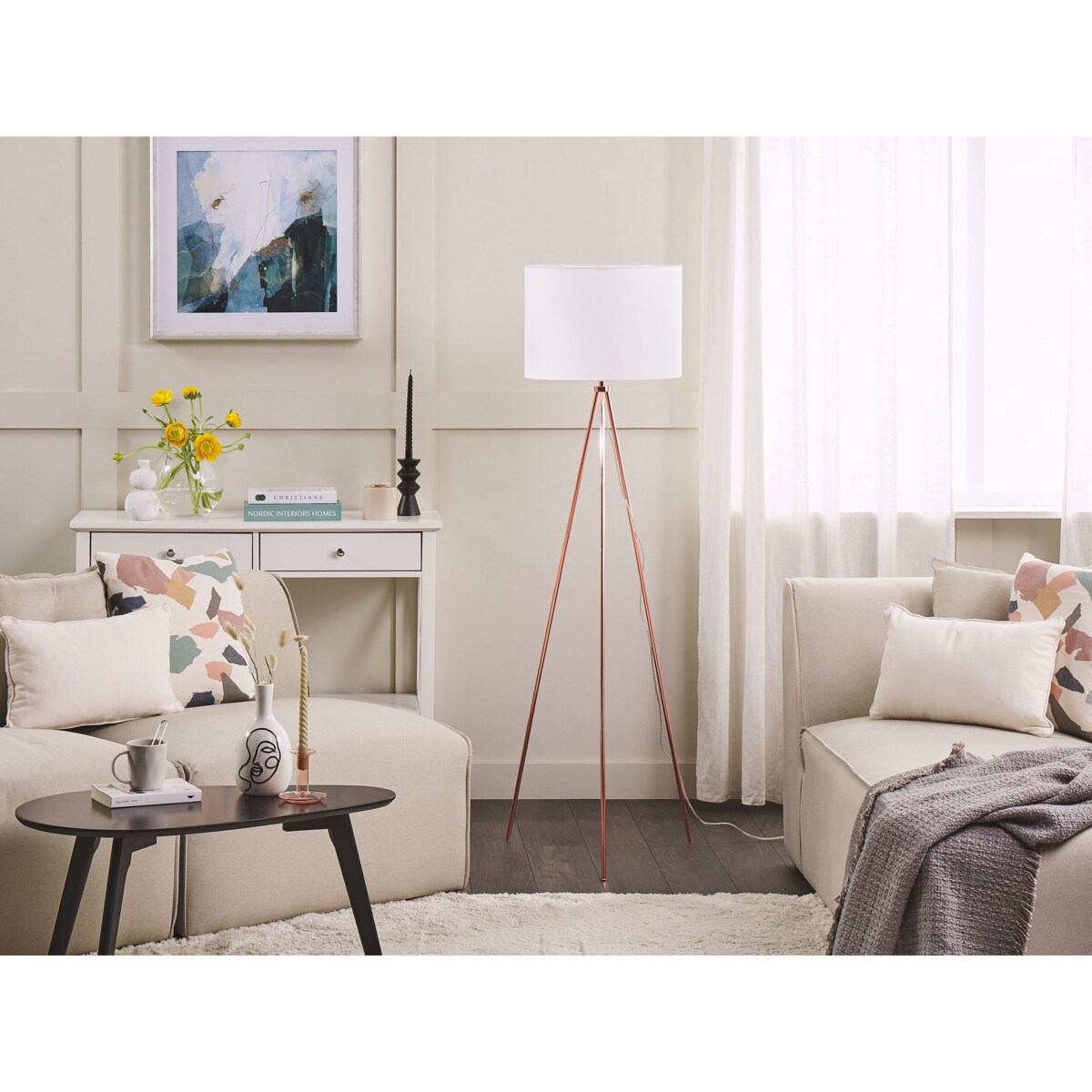 Lampa podłogowa metalowa miedziana VISTULA