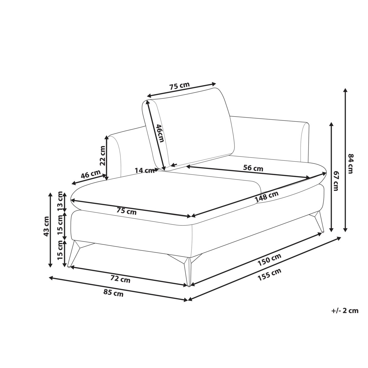 Szezlong prawostronny niebieski SIEVOZ
