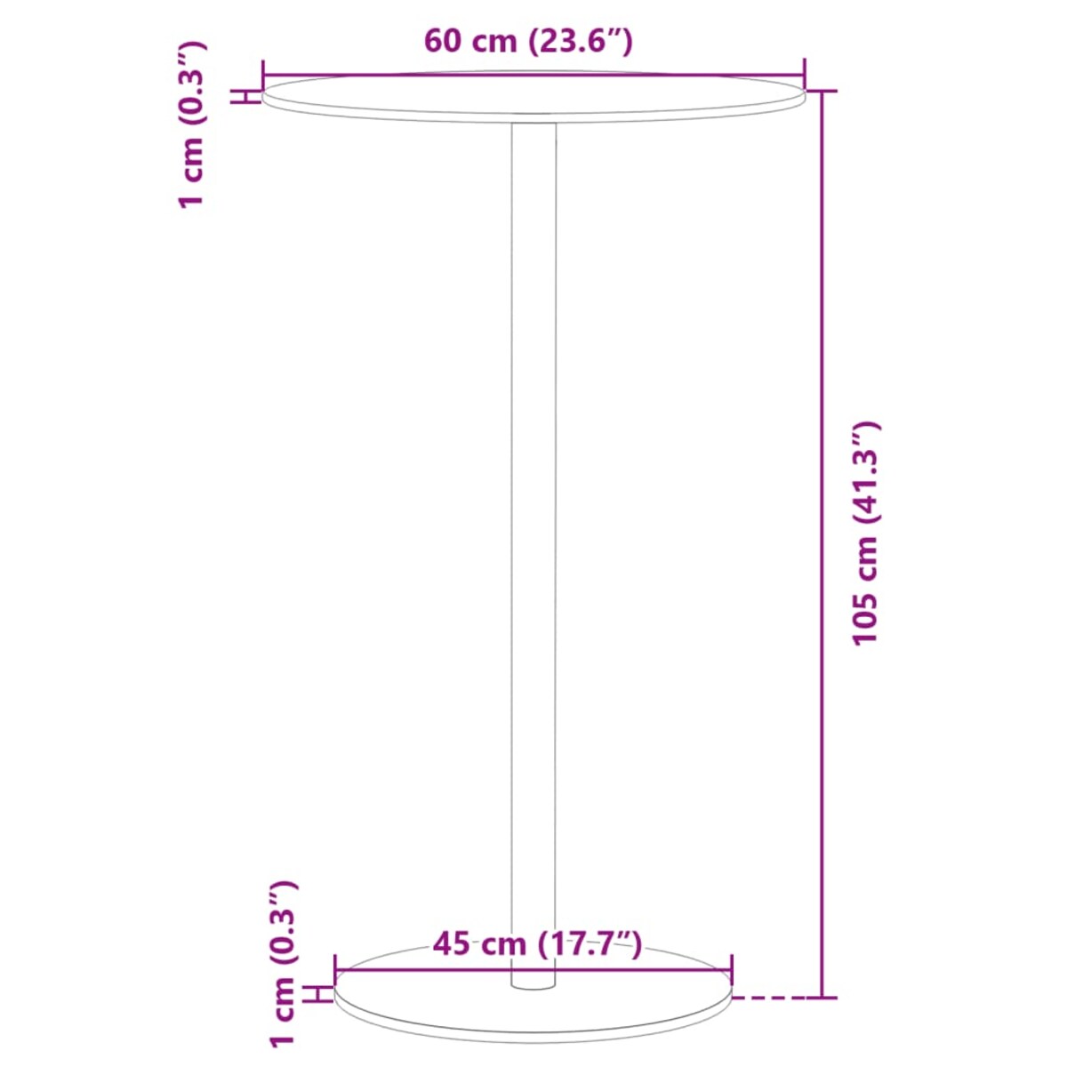 vidaXL Stolik ogrodowy, okrągły, czarny, Ø60x105 cm, stalowy