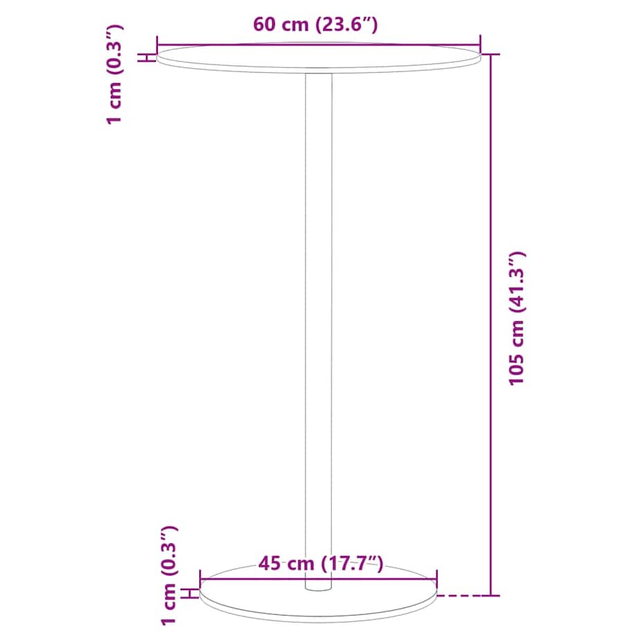 vidaXL Stolik ogrodowy, okrągły, czarny, Ø60x105 cm, stalowy