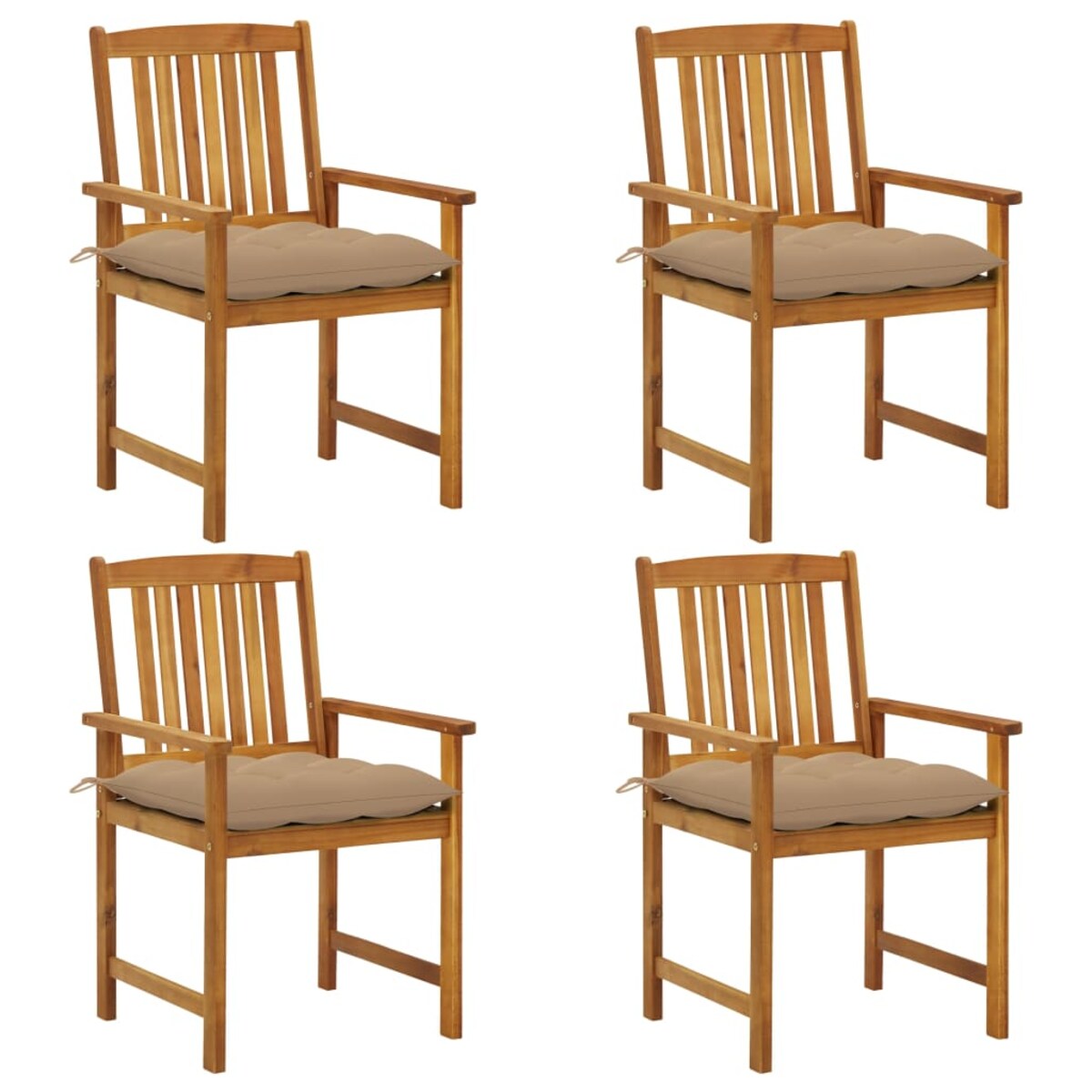 vidaXL Krzesła ogrodowe z poduszkami, 4 szt., lite drewno akacjowe
