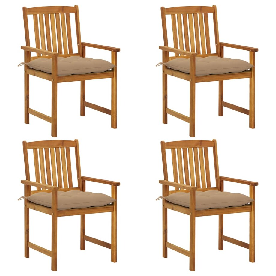 vidaXL Krzesła ogrodowe z poduszkami, 4 szt., lite drewno akacjowe