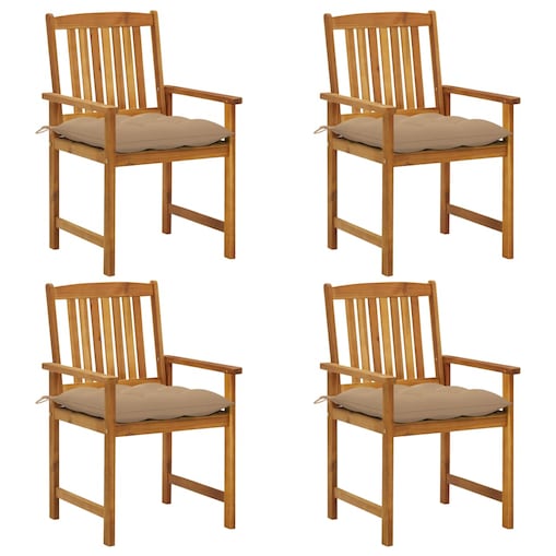 vidaXL Krzesła ogrodowe z poduszkami, 4 szt., lite drewno akacjowe