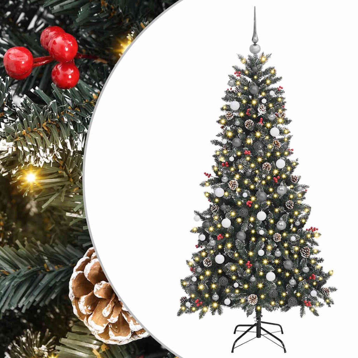 vidaXL Sztuczna choinka Zielony 114 x 114 x 210 cm PVC, plastik i stal