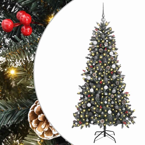 vidaXL Sztuczna choinka Zielony 114 x 114 x 210 cm PVC, plastik i stal