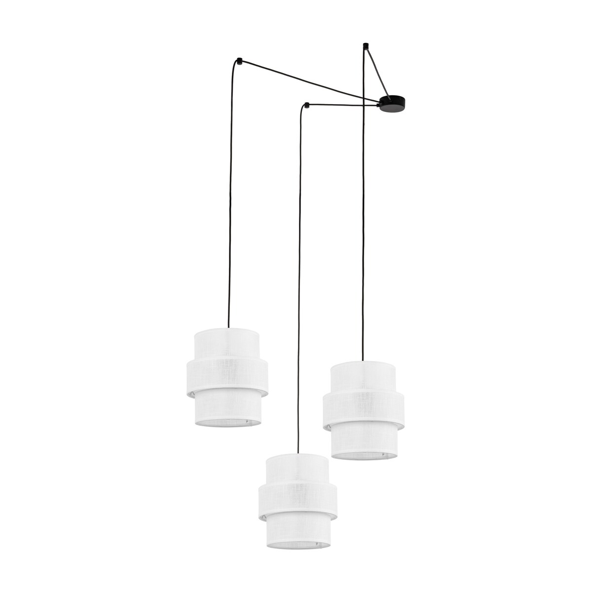 Nowoczesna lampa sufitowa TK Lighting CALISTO WHITE 5975, 3xE27, biało-czarna, regulowana wysokość, do salonu i jadalni