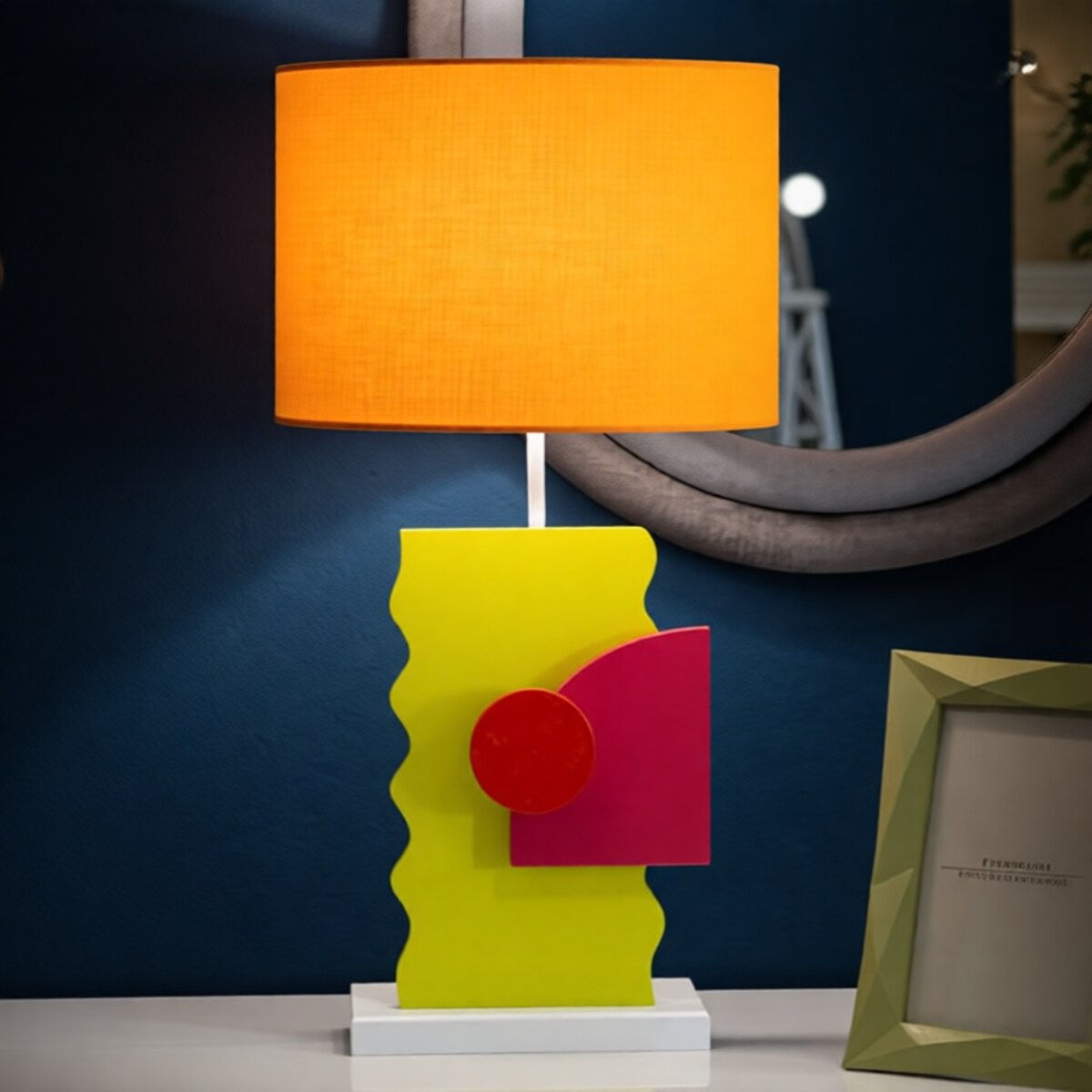 Lampa stołowa Color - B, kolor wielokolorowy, płyta MDF, żelazo i tkanina, 30 x 30 x 60,5 cm, 1 x E27, max. 40 W, do salonu i sypialni, Mauro Ferretti