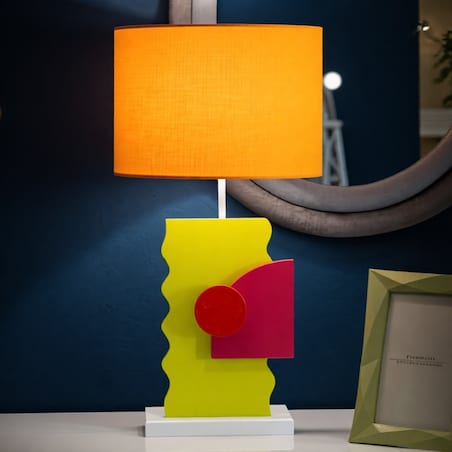 Lampa stołowa Color - B, kolor wielokolorowy, płyta MDF, żelazo i tkanina, 30 x 30 x 60,5 cm, 1 x E27, max. 40 W, do salonu i sypialni, Mauro Ferretti