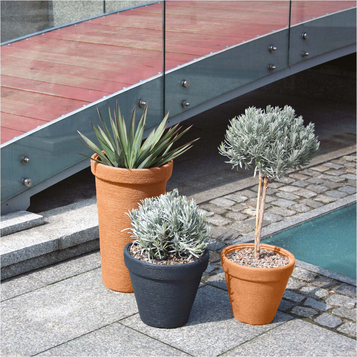 Doniczka Donica Ogrodowa 30 Cm Efekt Cegły Okrągła Na Taras Do Ogrodu Domu Pomarańczowa