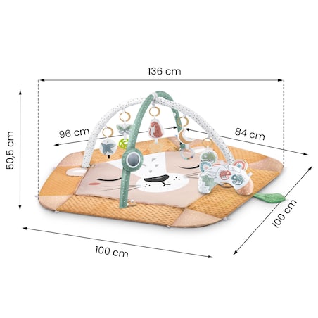 Mata edukacyjna interaktywna Lew dla niemowląt dwustronna składana XXL 5w1 Nukido