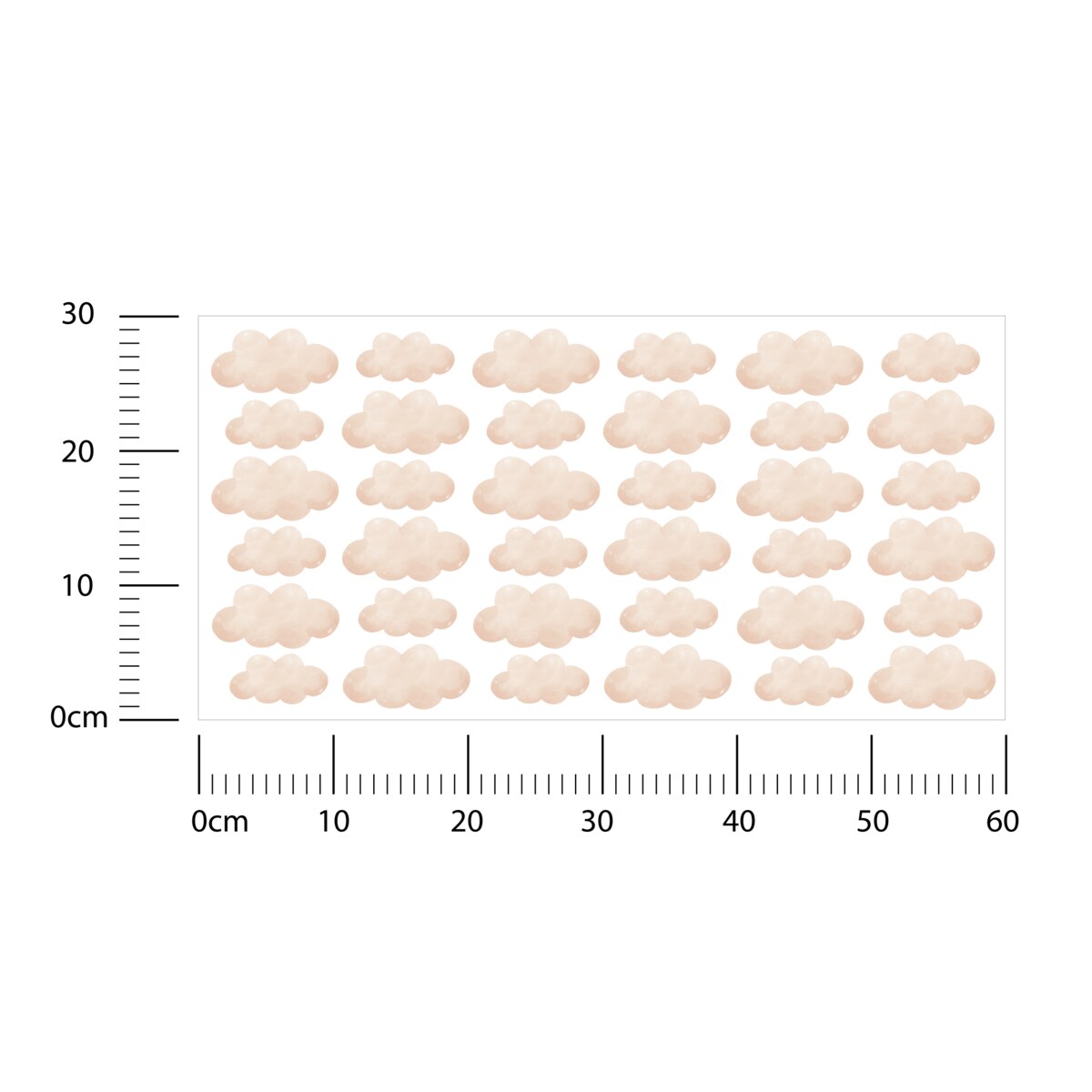 Naklejki Na Ścianę Dla Dzieci Beżowe Chmurki Chmury Styl Boho Zestaw 60x30cm