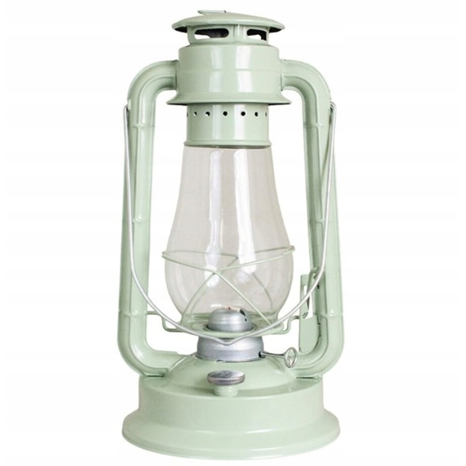 LAMPA NAFTOWA WISZĄCA STOJĄCA zielona metalowa z knotem do salonu ogrodu