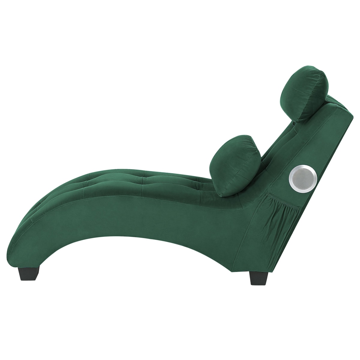 Szezlong welurowy z głośnikiem Bluetooth i portem USB zielony SIMORRE