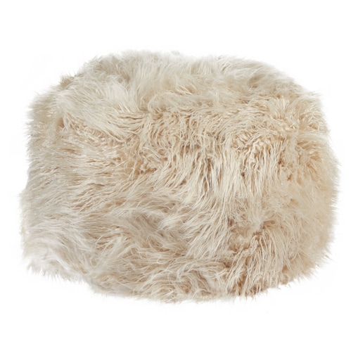 Puf futrzany 50 x 50 x 30 cm jasnobeżowy TUKKI