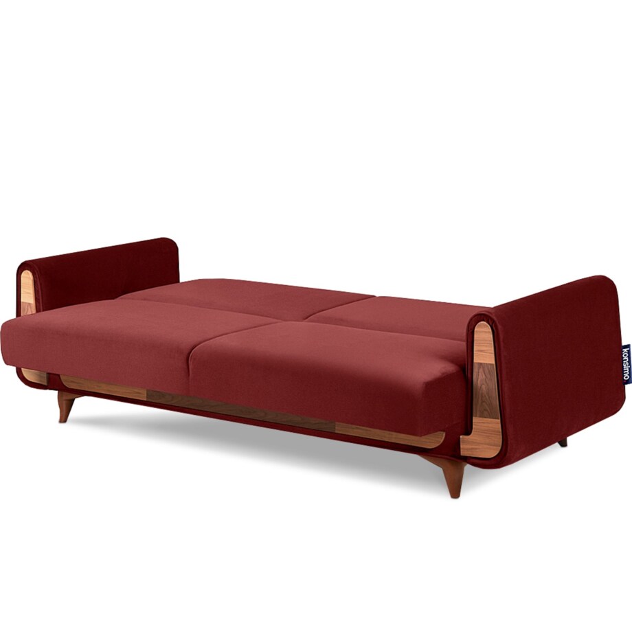 KONSIMO GUSTAVO Sofa rozkładana z czerwonego aksamitu