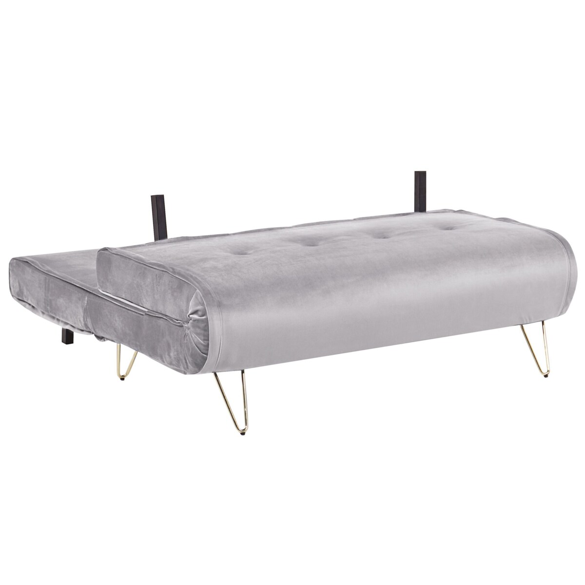 Sofa welurowa rozkładana 2-osobowa szara VESTFOLD