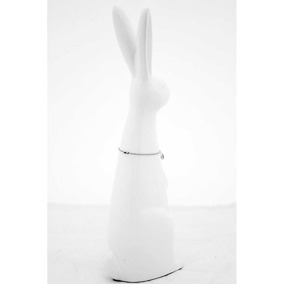 Dekoracja - biały królik z naszyjnikiem 28,5x6x8,5 cm