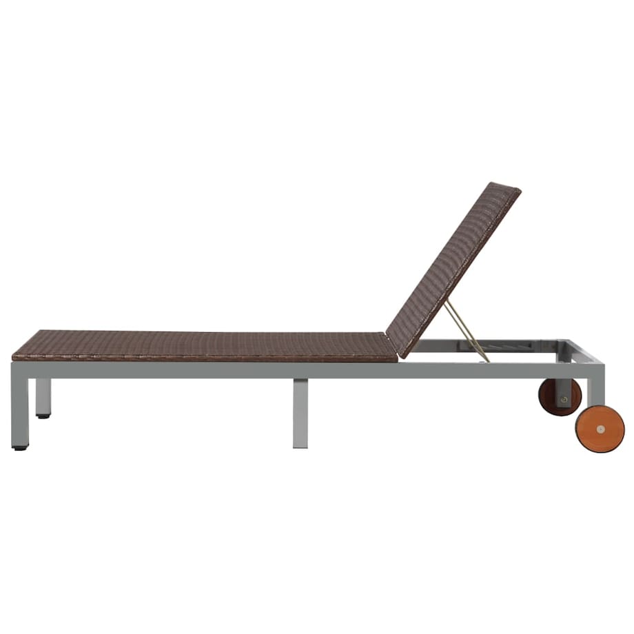 vidaXL Leżak z kółkami, polirattan, brązowy