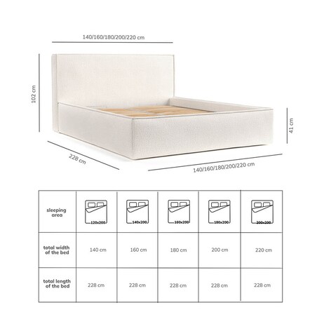 Łóżko kontynentalne SATO 120x200 z pojemnikiem, Jasny Melanż, tkanina Coco 83