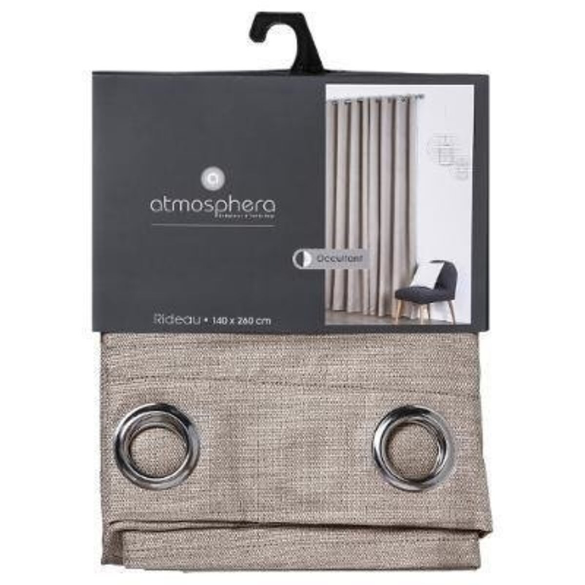 Zasłona gotowa ma przelotkach NATTE, 140 x 260 cm