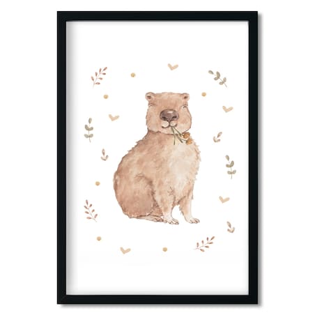 Plakat dla dzieci Kapibara z kwiatkiem 40x50