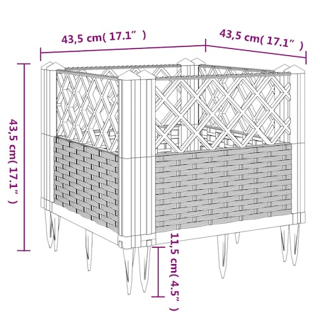 vidaXL Donica ogrodowa na kołkach, czarna, 43,5x43,5x43,5 cm, PP