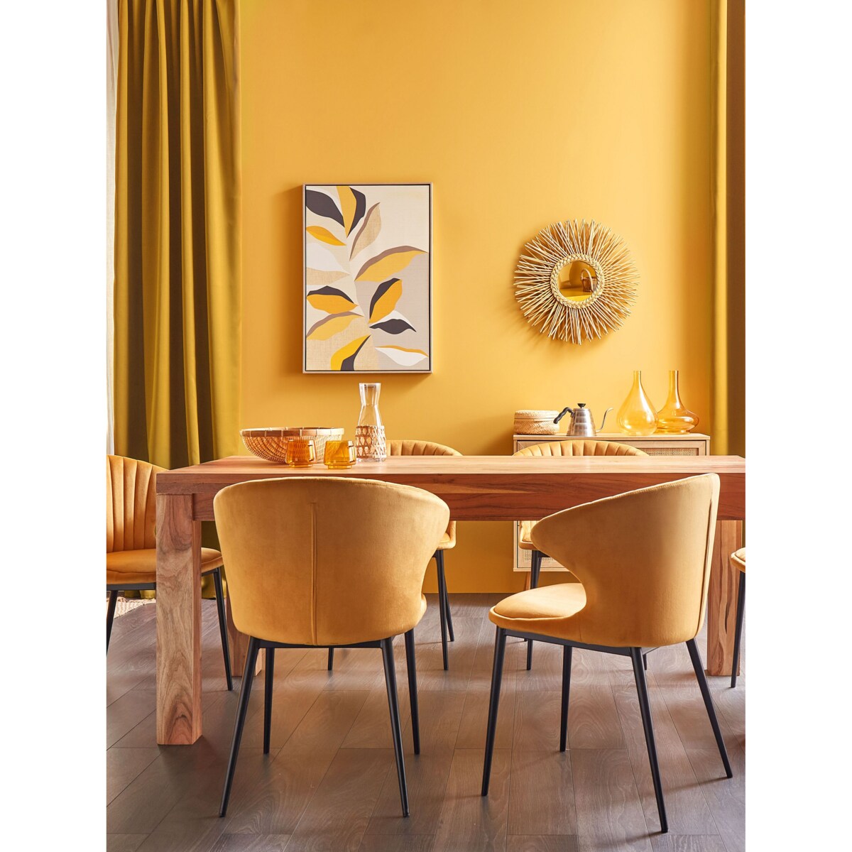 Zestaw 2 krzeseł do jadalni welurowy żółty AUGUSTA