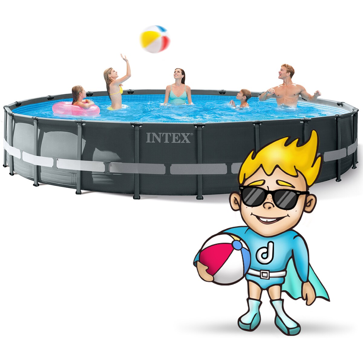 Basen ogrodowy stelażowy 610x122 cm Intex 26334 zestaw 21w1