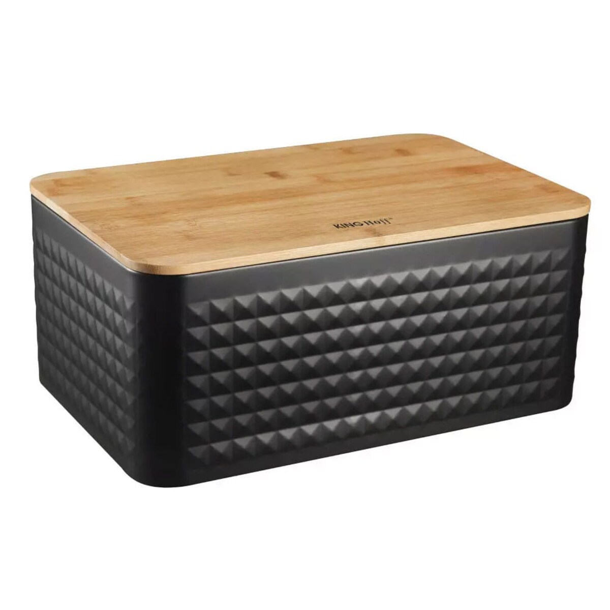 Chlebak stalowy z deską do krojenia pojemnik na chleb pieczywo czarny KINGHOFF