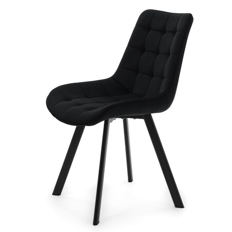 KRZESŁO TAPICEROWANE WELUROWE DO SALONU JADALNI GLAMOUR CZARNE TORI