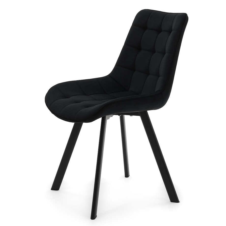 KRZESŁO TAPICEROWANE WELUROWE DO SALONU JADALNI GLAMOUR CZARNE TORI