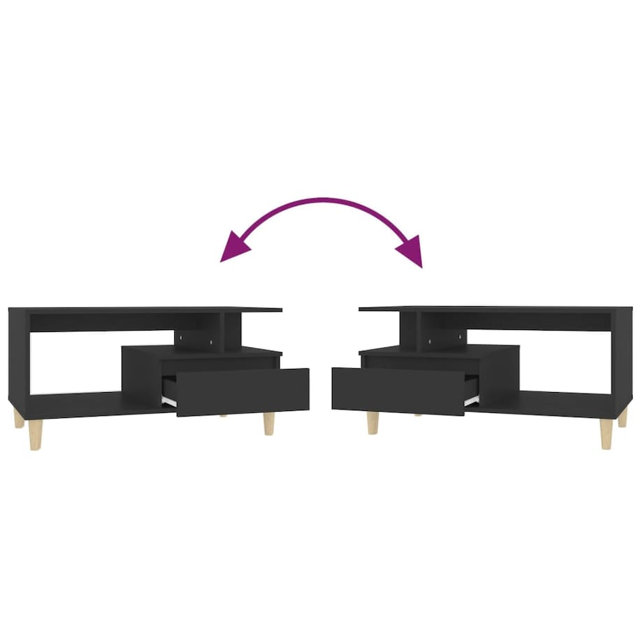 vidaXL Stolik kawowy, czarny 90x49x45 cm, materiał drewnopochodny