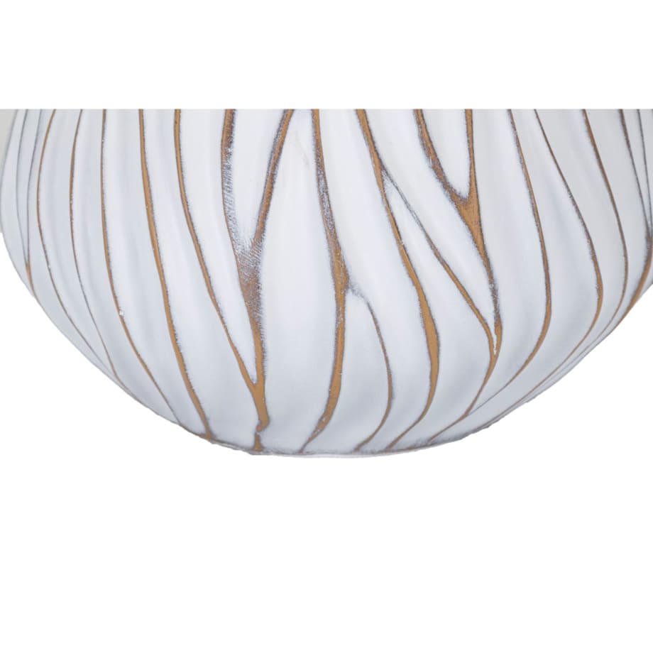 Lampa stołowa Polyresinhonduras, kolor bielony i brązowy, żywica syntetyczna, żelazo i tkanina, 35 x 35 x 48 cm, 1 x E27, max. 40 W, Mauro Ferretti