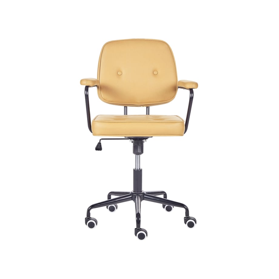 Krzesło biurowe regulowane ekoskóra żółte PAWNEE