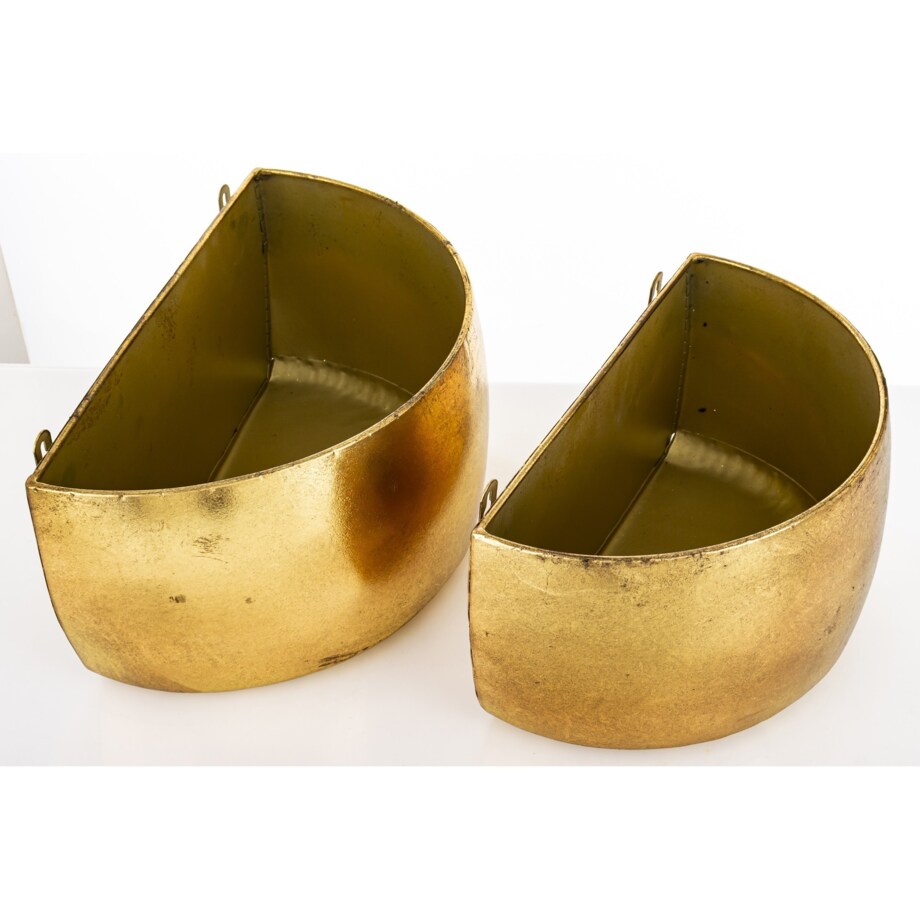 Osłonka metalowa 2 szt. 14x27x18 i 14x27x16 cm do mocowania na ścianie złota