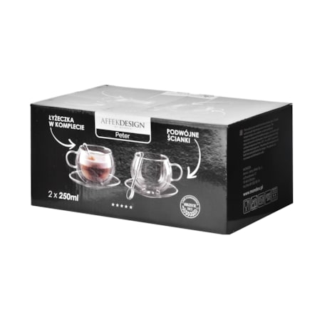 PETER Komplet 2 filiżanek termicznych 250ml ze spodkiem 13.5cm