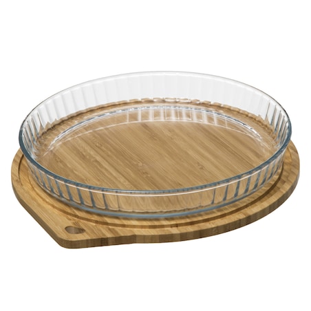 Forma do pieczenia tarty, szklana z bambusową pokrywką, Ø 27 cm