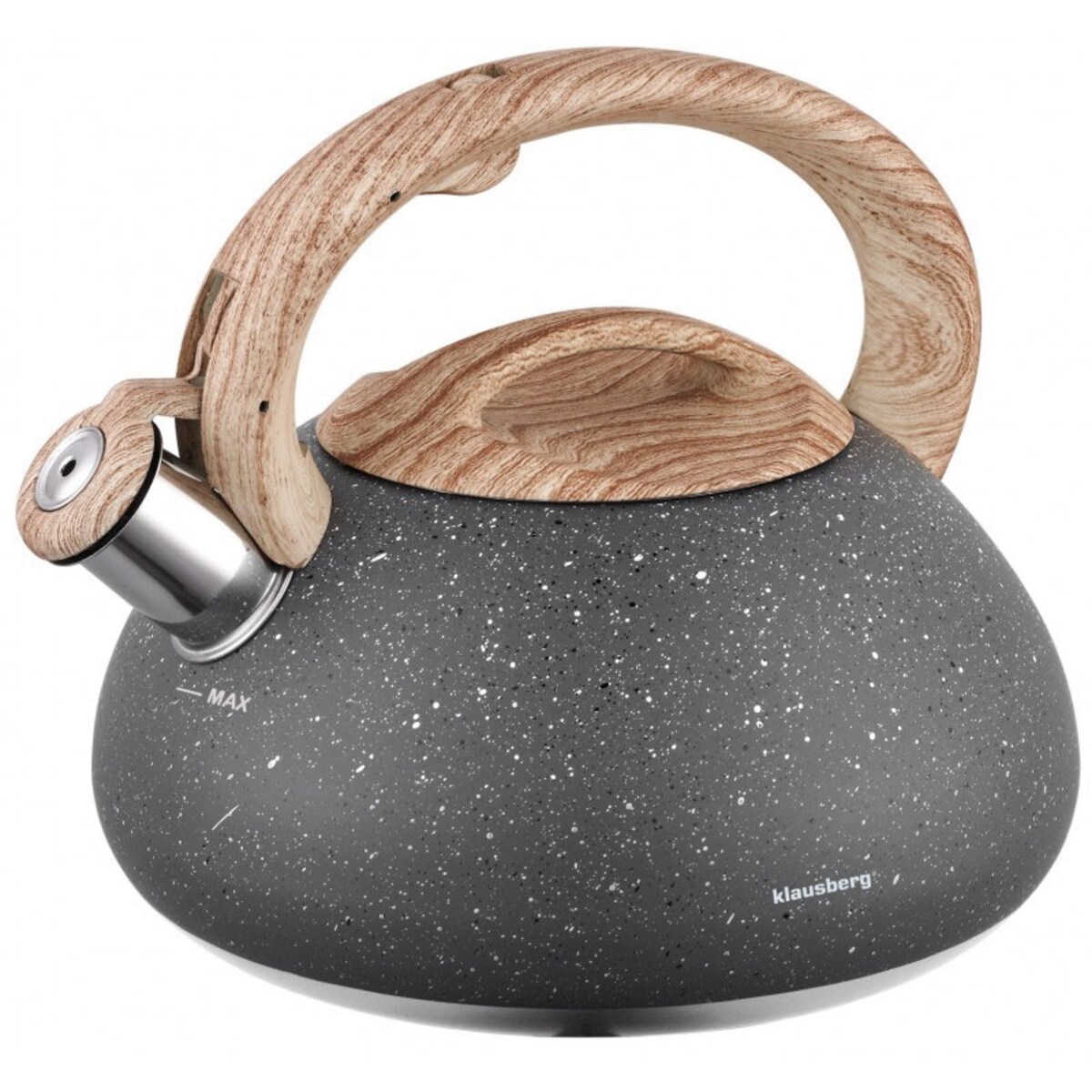 Czajnik stalowy z gwizdkiem 2.7L Wood Line szary KLAUSBERG