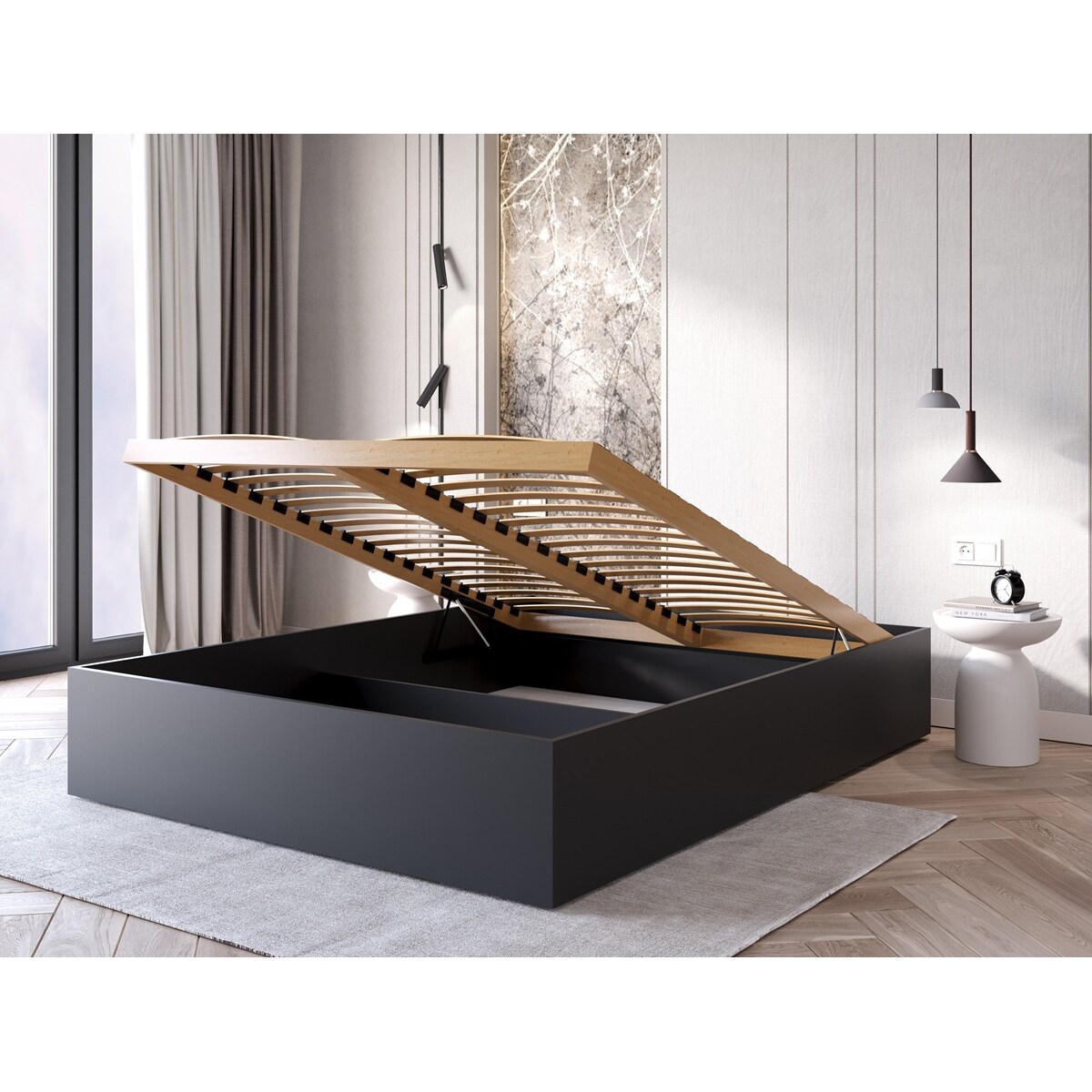 Łóżko MOND 120x200 z pojemnikiem - czarny