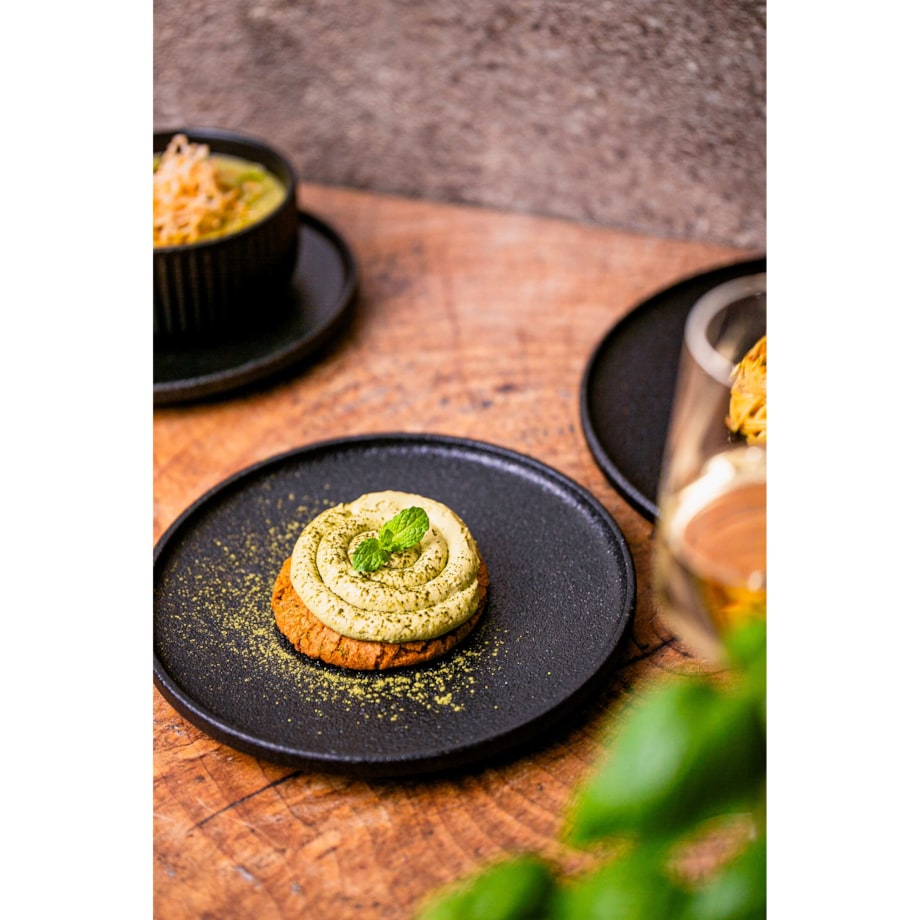 Serwis obiadowy Anun czarny na 12 osób 36 szt. Nowoczesny Do zmywarki Komplet talerzy