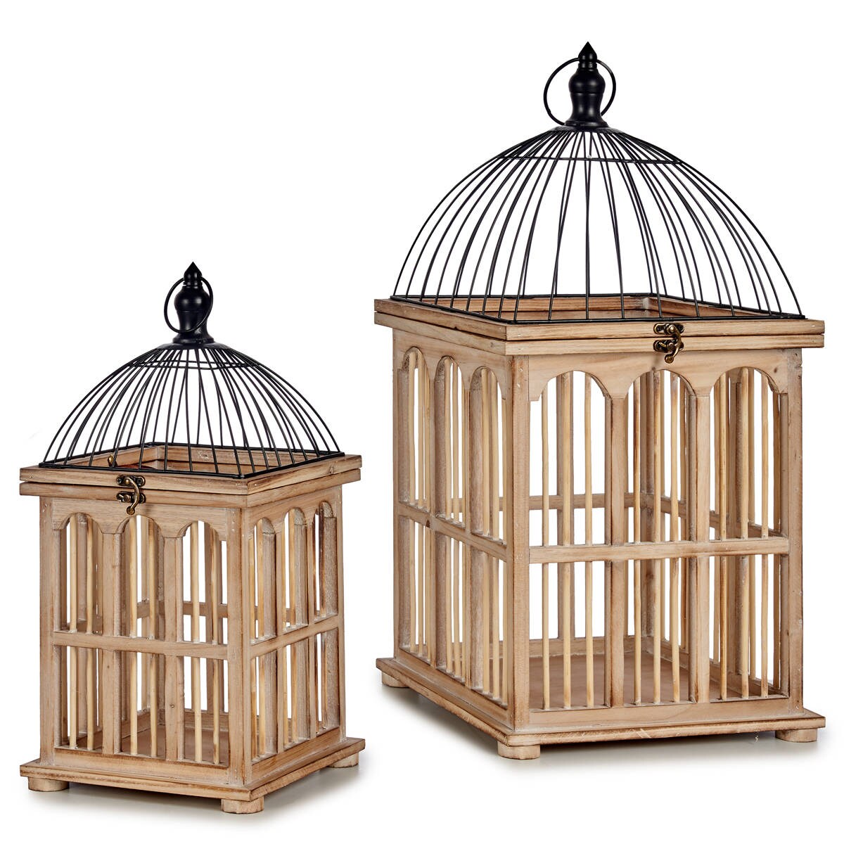 Drewniane klatki dekoracyjne, zestaw 2 szt.