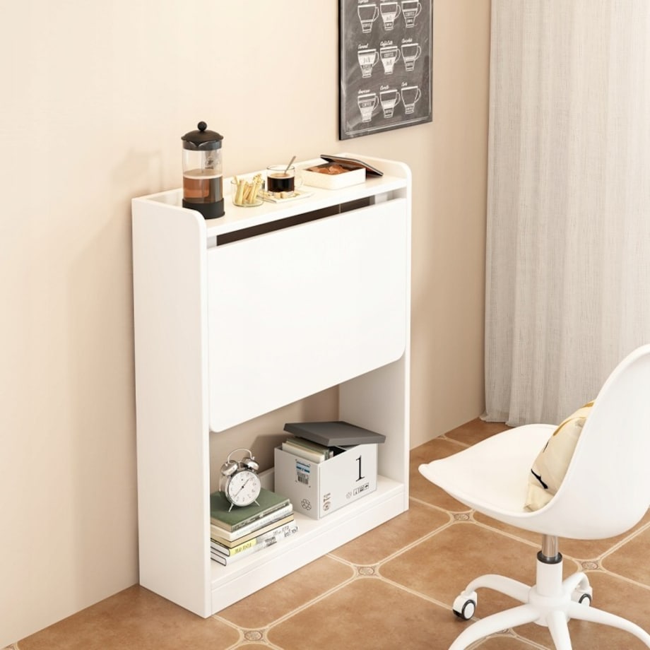 Biurko ścienne składane białe szafka półka regał nowoczesne stół laptopa
