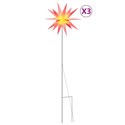 vidaXL Ozdoby świetlne LED z prętami, składane 3 szt., czerwone, 35 cm