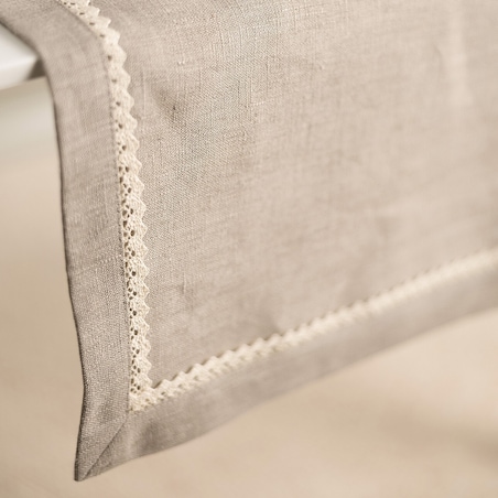 Bieżnik z koronką 40x160 cm 40x160 lniany