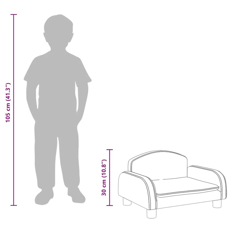 vidaXL Sofa dla dzieci, czarna, 50x40x30 cm, sztuczna skóra