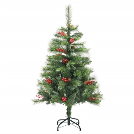 vidaXL Sztuczna choinka na zawiasach, z szyszkami i jagodami, 150 cm