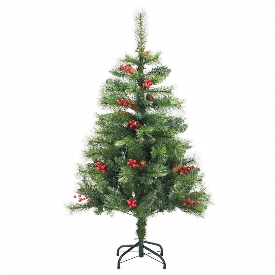vidaXL Sztuczna choinka na zawiasach, z szyszkami i jagodami, 150 cm