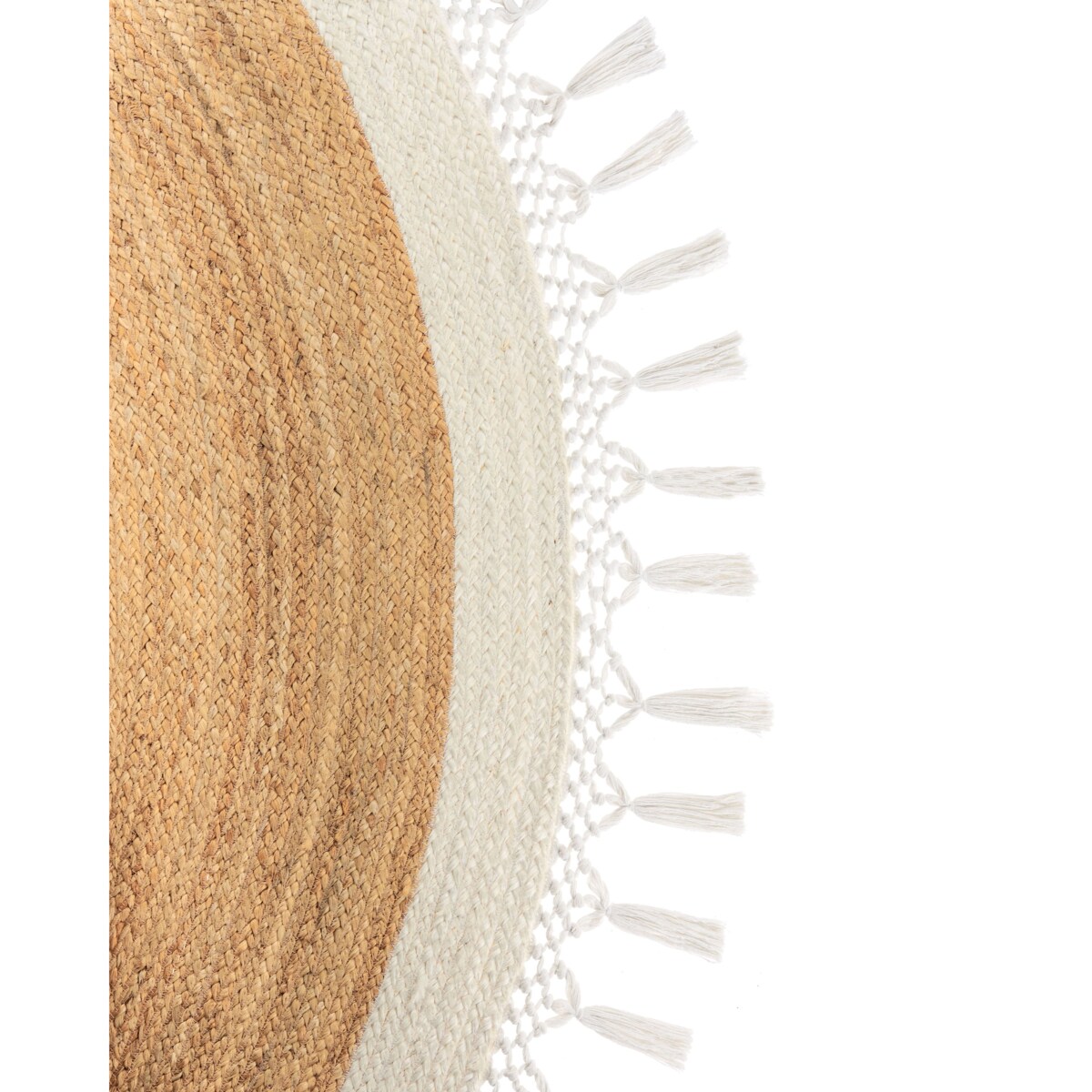 Dywan okrągły z juty 200 cm beżowy z białym MARTS