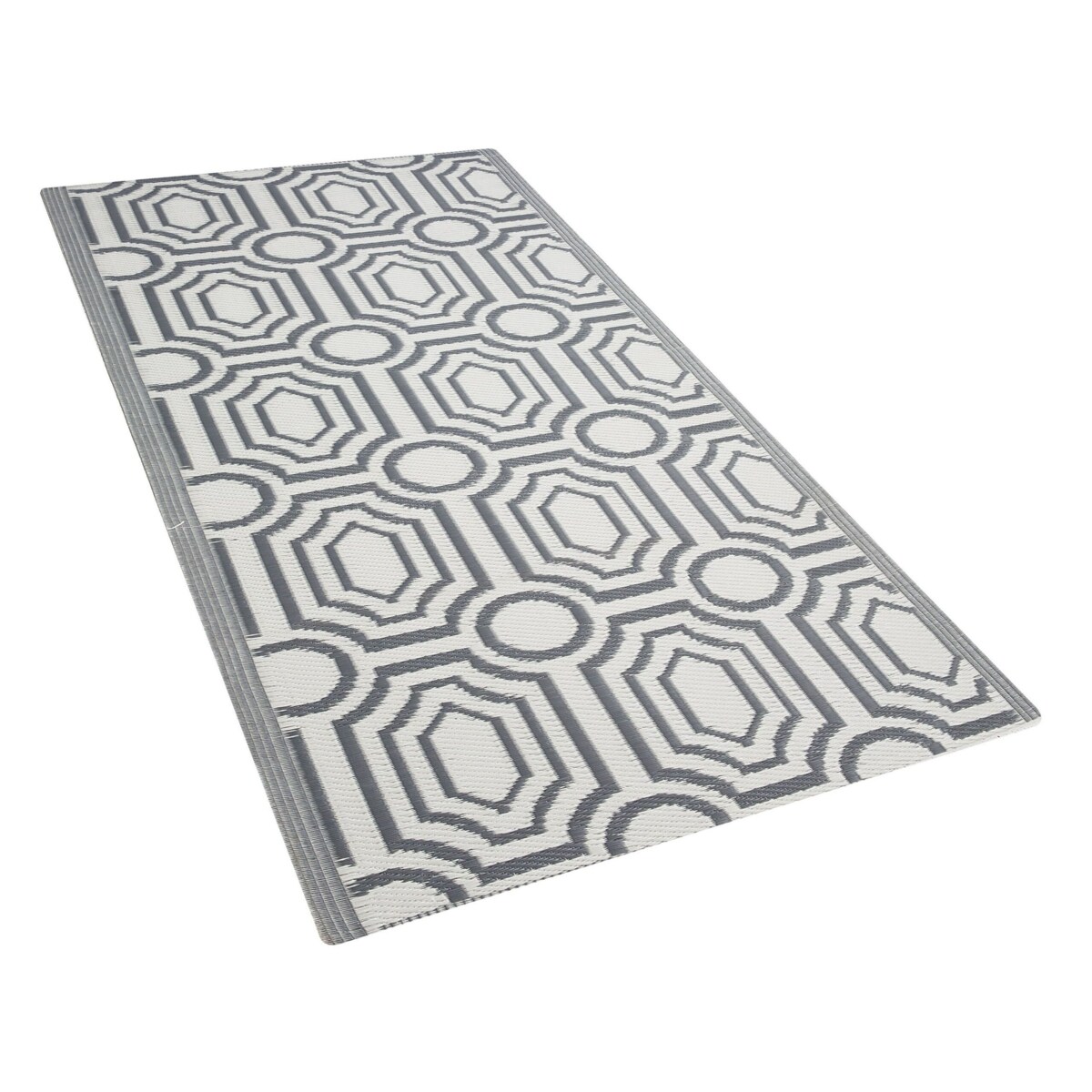 Dywan zewnętrzny dwustronny 90 x 180 cm szaro-biały BIDAR
